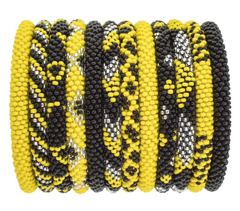 personalized bracelets for women -Game Day Roll-On® Bracelets <br> Black & Yellow