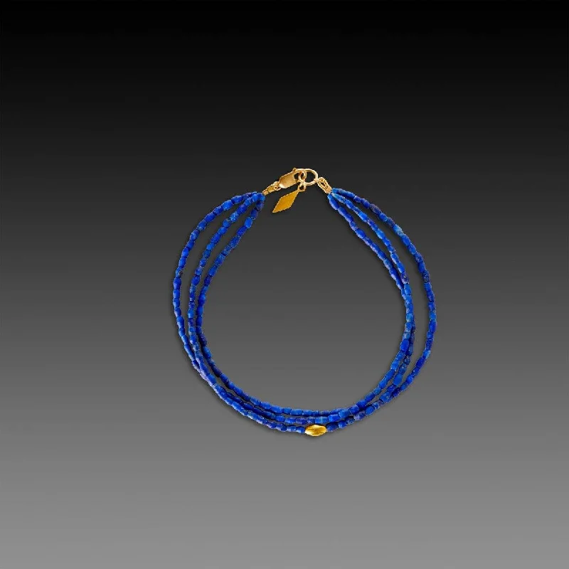 high-end bracelets for women -Lapis Bracelet with 22k Diamond Charm