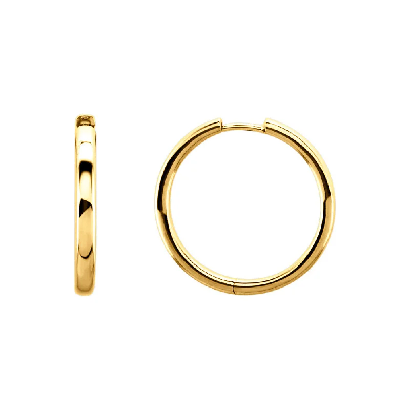 geometric earrings for women -2.6mm Hinged Endless Round Hoop Earrings in 14k Yellow Gold, 24mm