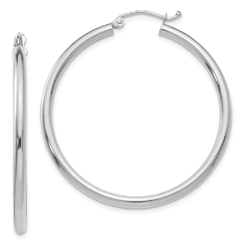 infinity earrings for women -2.5mm x 40mm 14k White Gold Classic Round Hoop Earrings