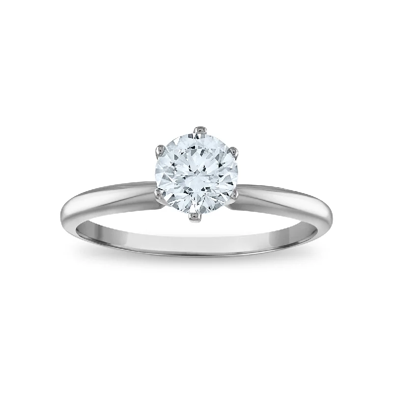 delicate engagement rings for women -EcoLove 3/4 CTW Lab Grown Diamond Solitaire Engagement Ring in 14KT White Gold