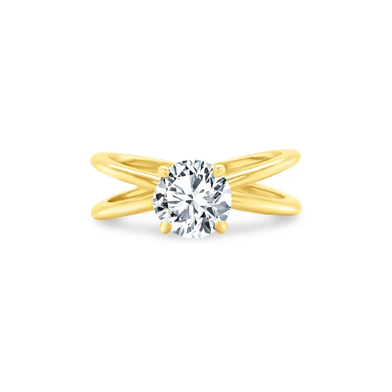 Women's rings sleek-contour-Round Solitaire on Split Shank