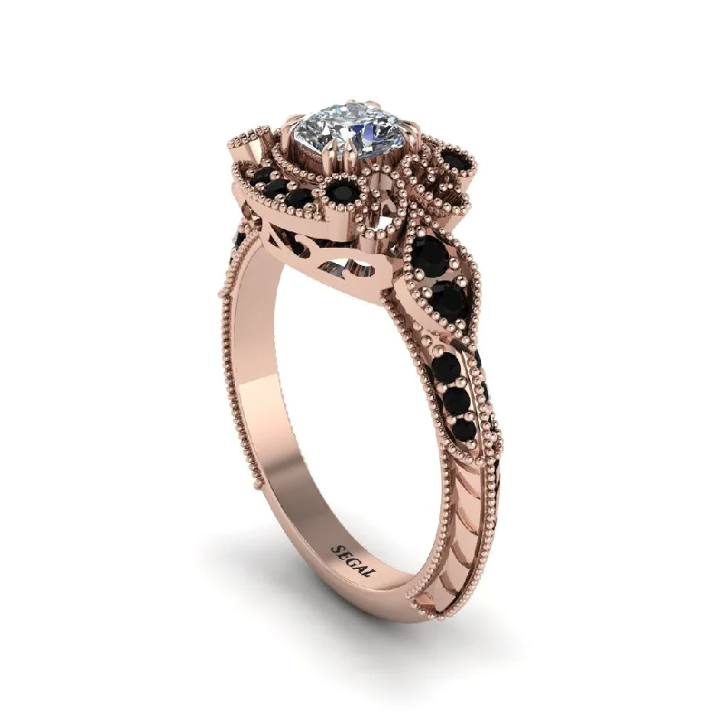 minimalist engagement rings for women -Diamond Vintage Filigree Cushion Cut Engagement Ring - Elaina No. 32