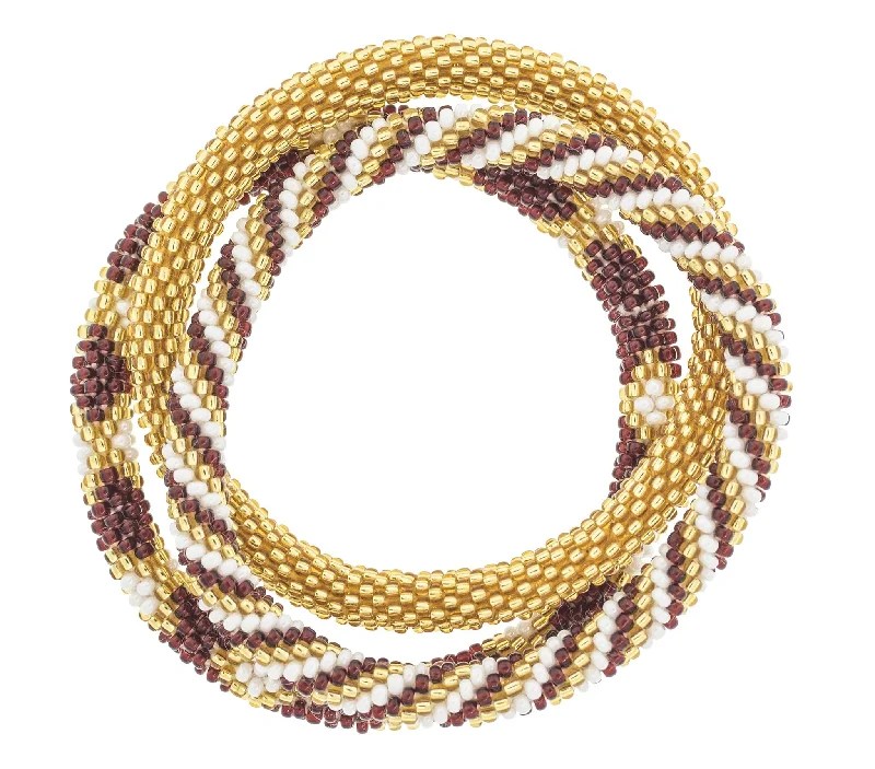 delicate chain bracelets for women -Game Day Roll-On® Bracelets <br> Burgundy & Gold