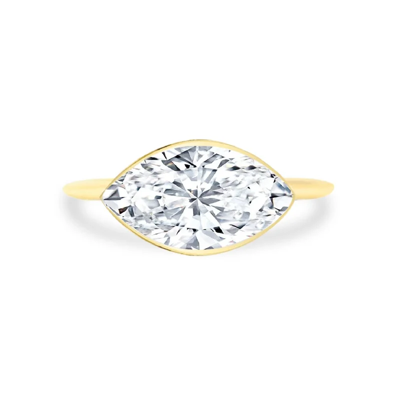 Women's rings precious-keepsake-Bezel Set Marquise Cut Solitaire