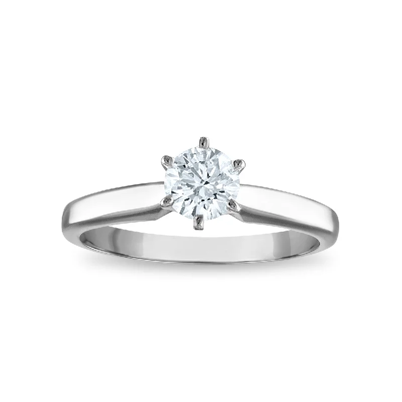 nature-inspired diamond engagement rings -Signature Certificate EcoLove 3/4 CTW Round Lab Grown Diamond Solitaire Engagement Ring in 14KT White Gold