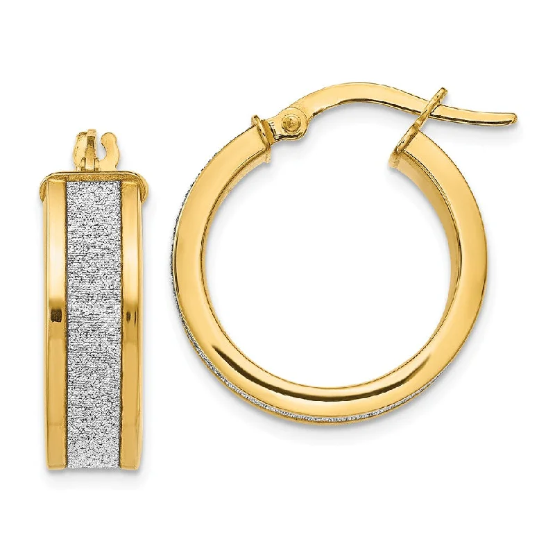 trendy earrings for women -6mm Glitter Infused Round Hoop Earrings in 14k Yellow Gold, 20mm