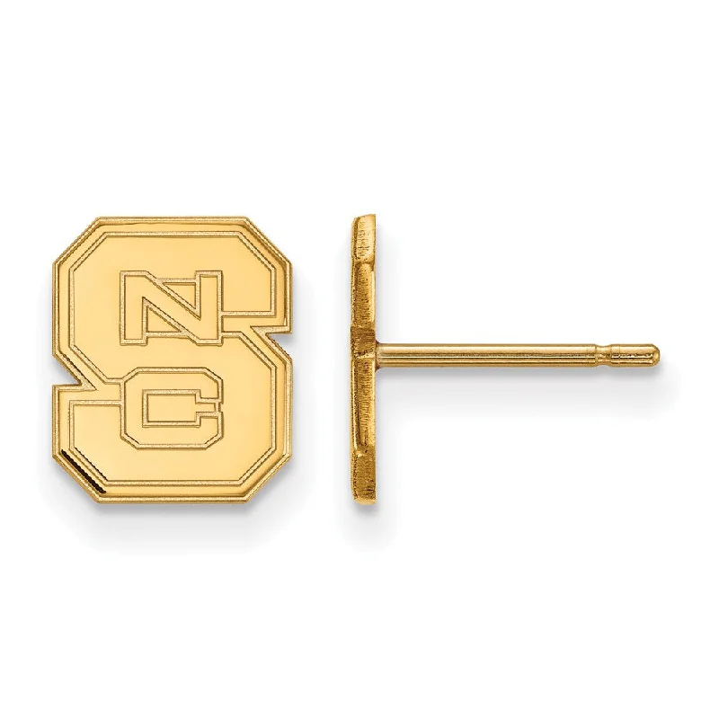 stud earrings for women -14k Yellow Gold North Carolina State XS (Tiny) 'NCS' Post Earrings