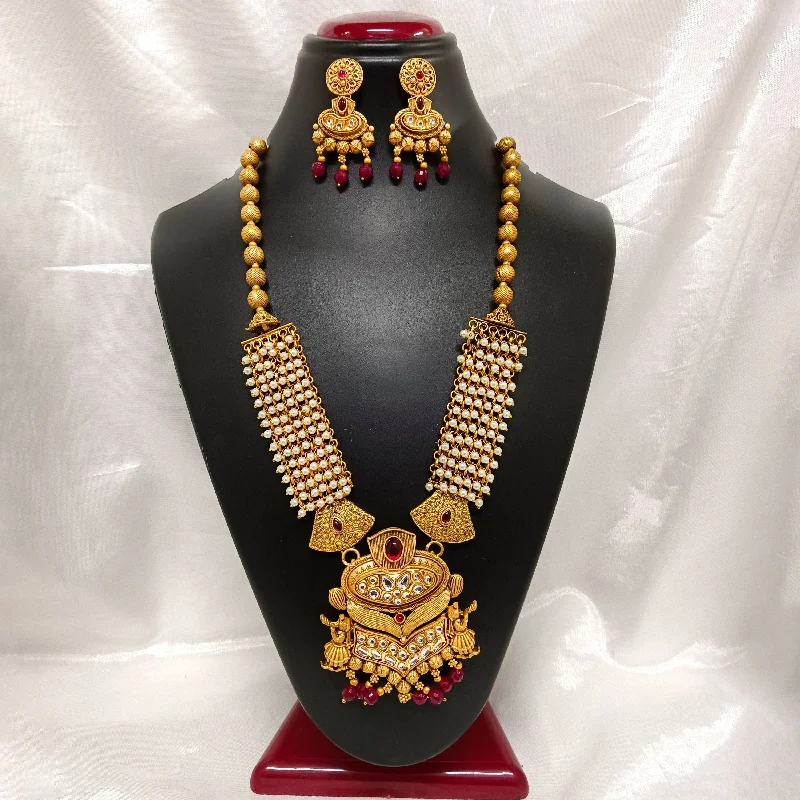 fine jewelry necklaces for women -Darshana Jewels Kundan Stone Gold Plated Necklace Set