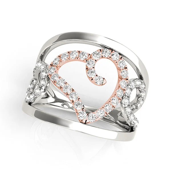 Women's rings fine-hue-14K White/Rose Gold Open Concept Heart Ring