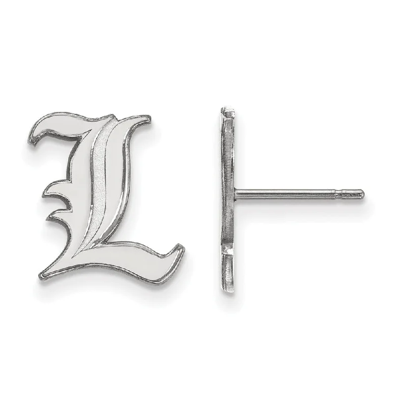 colorful earrings for women -10k White Gold University of Louisville Sm Initial L Post Earrings