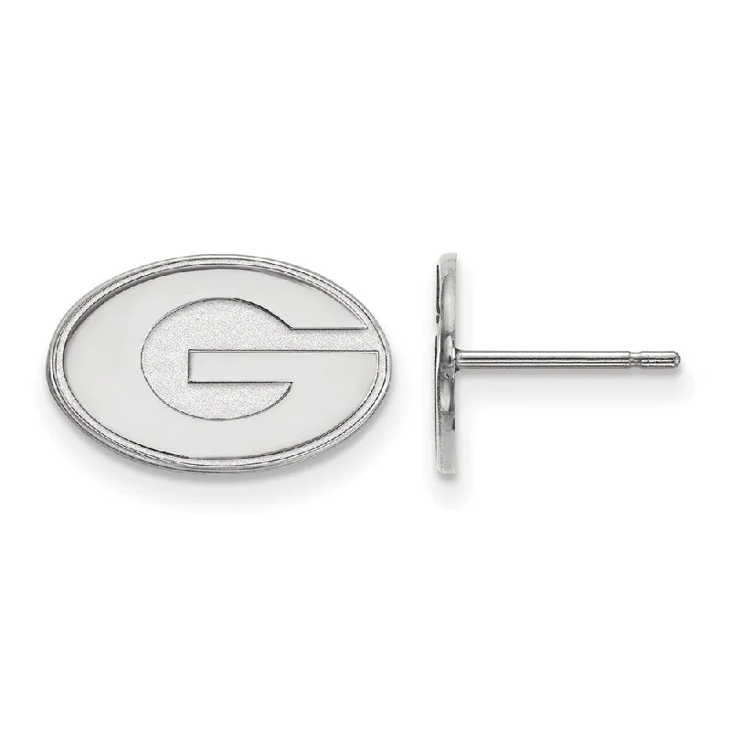 minimal stud earrings for women -14k White Gold University of Georgia XS (Tiny) 'G' Post Earrings