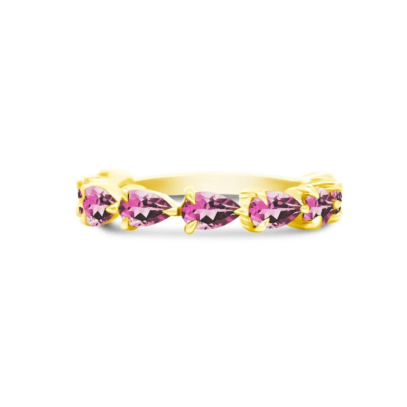 Women's rings luxe-everyday-Large Pink Tourmaline Chasing Pear Band