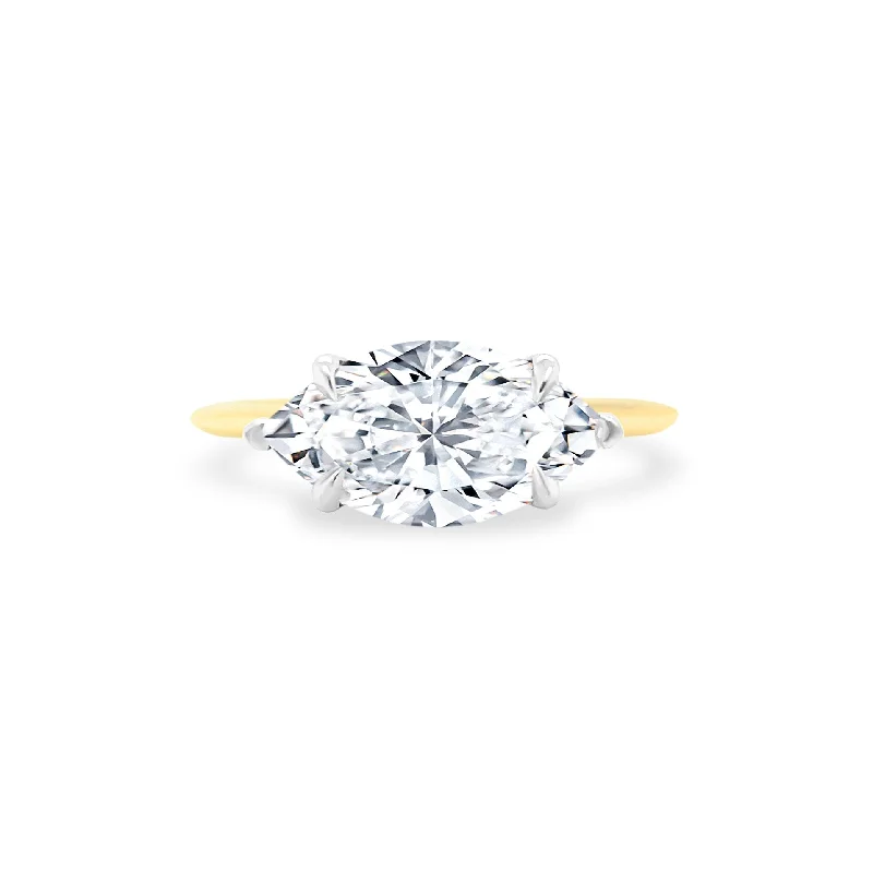 Women's rings coiled-vine-East West Marquise Cut Solitaire