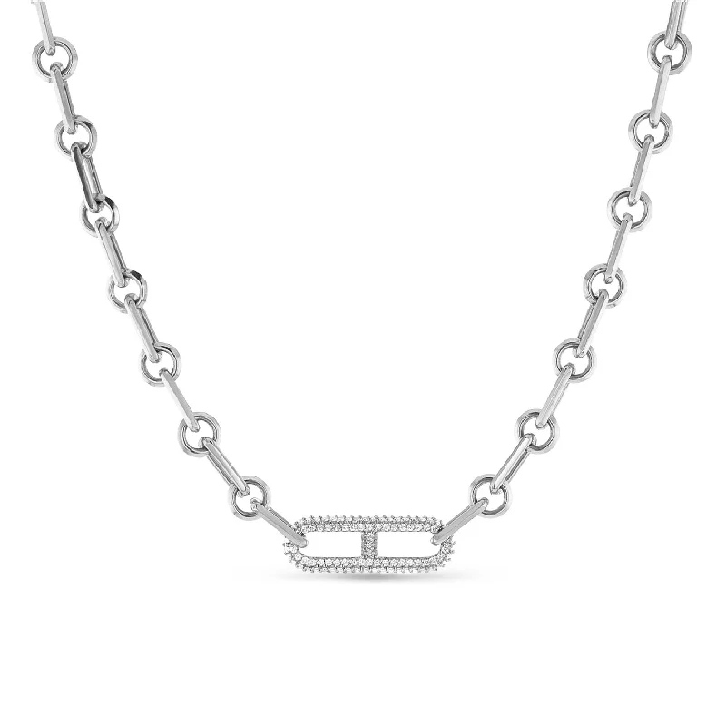 summer necklaces for women -Single Diamond H Paris Link Soho Necklace  N03117BG