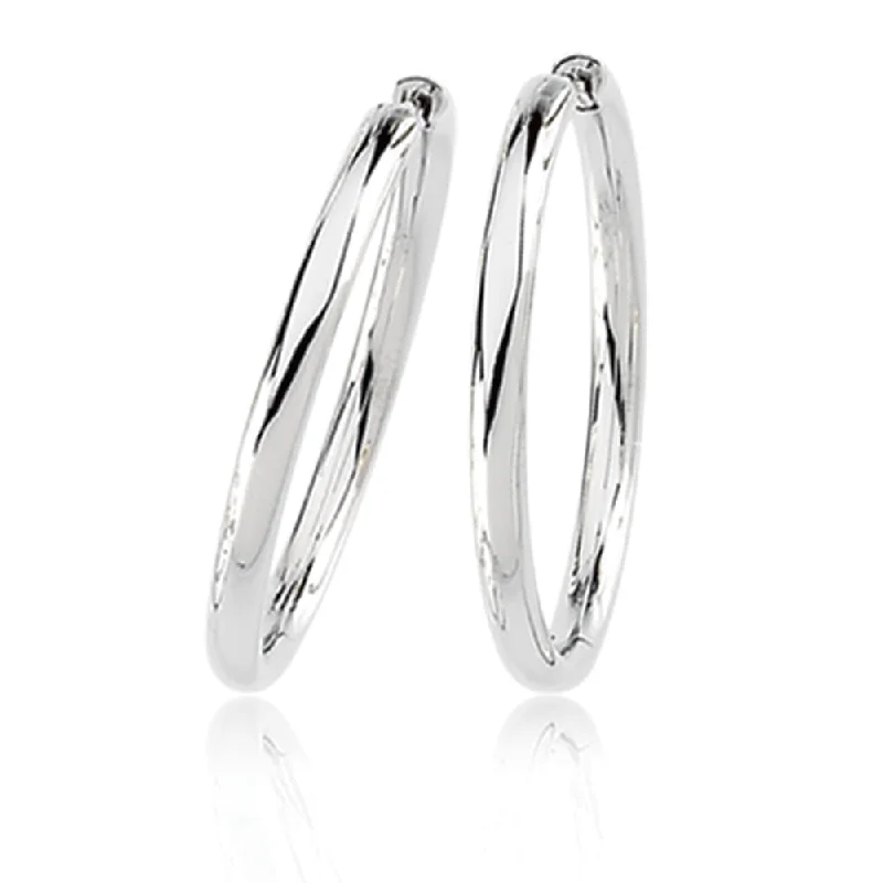 fancy earrings for women -2.6mm Endless Round Hinged Hoop Earrings in 14k White Gold, 34mm