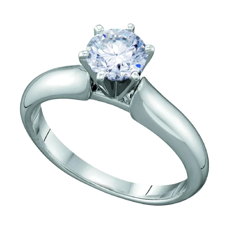 dainty engagement rings for women -Signature Certificate 3/4 CTW Diamond Solitaire Engagement Ring in 14KT White Gold