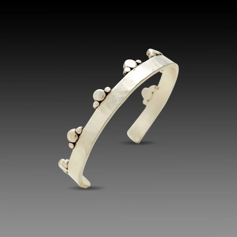 vintage-inspired bangles for women -Wide Silver Trios Cuff Bracelet