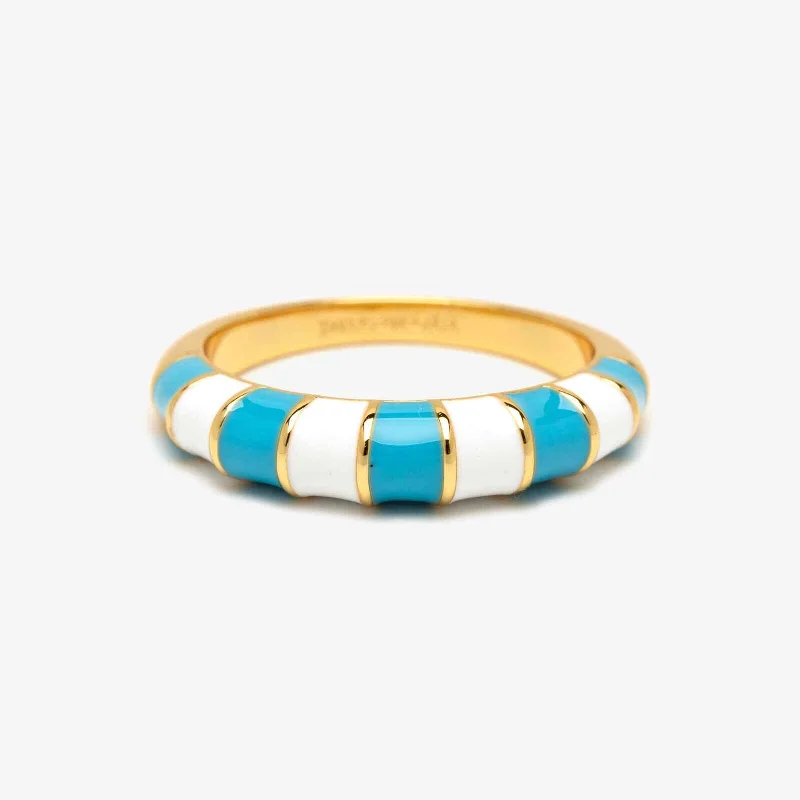 Women's rings whimsical-twirl-Striped Enamel Gold Ring