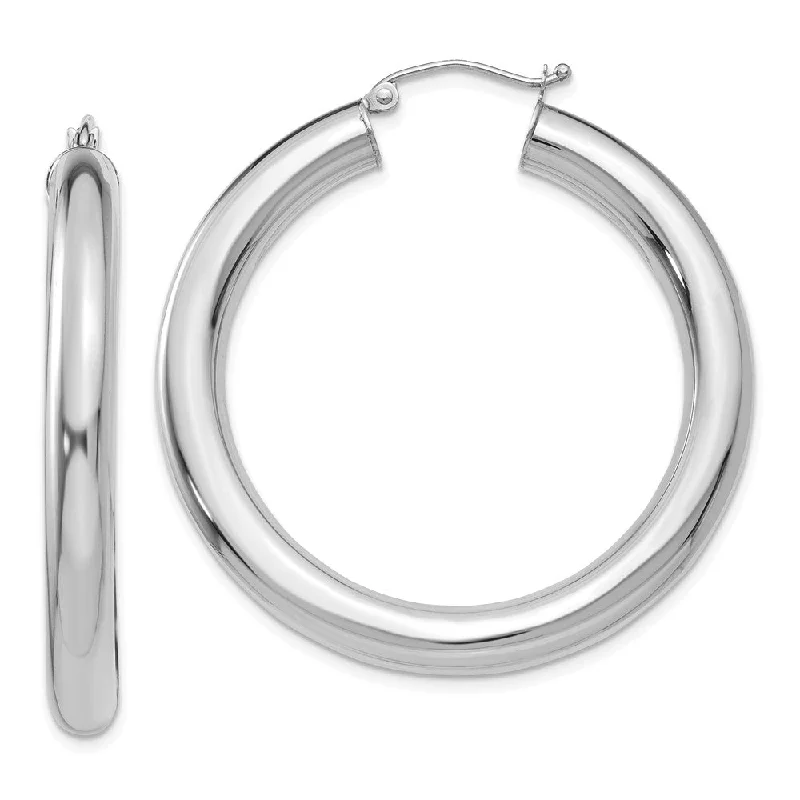 gemstone earrings for women -5mm, 14k White Gold Classic Round Hoop Earrings, 40mm (1 1/2 Inch)