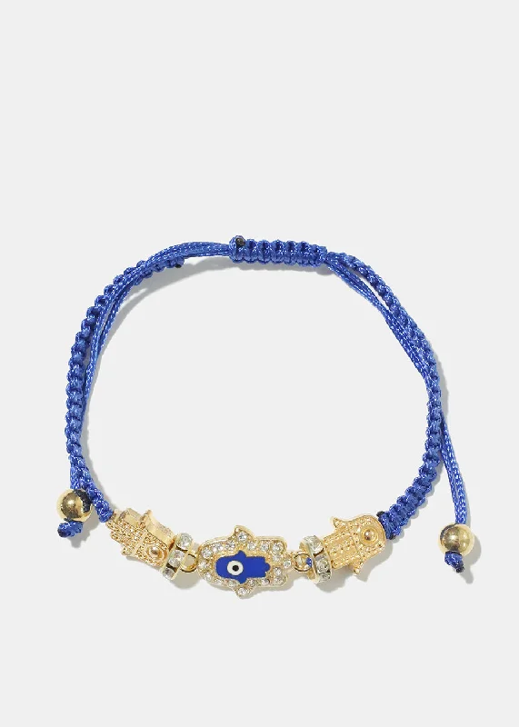 titanium bangles for women -Blue Hamsa Hand Bracelet