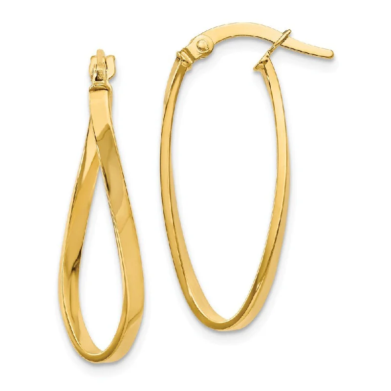 elegant earrings for women -1.8mm Twisted Oval Hoop Earrings in 14k Yellow Gold, 26mm (1 Inch)