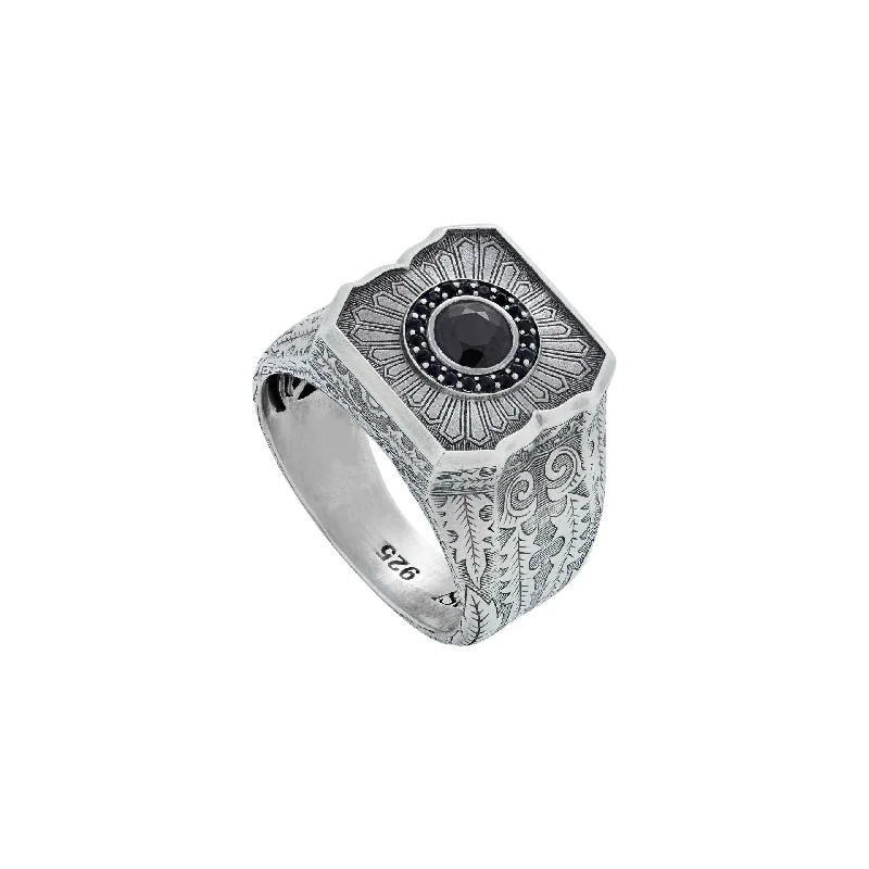 Women's rings crafted-twist-Gun Metal Black Sapphire England Made Me Cuban Ring