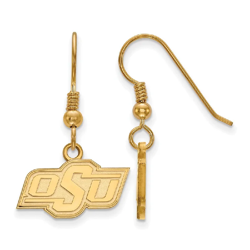 high fashion earrings for women -14k Gold Plated Silver Oklahoma State University Dangle Earrings