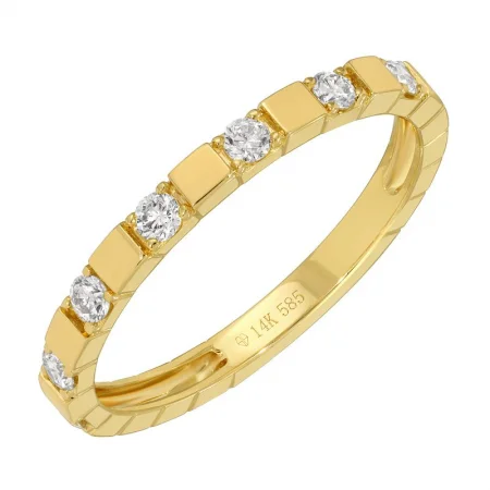 Women's rings satin-tungsten-FRANKIE GOLD SQUARE PATTERN DIAMOND RING