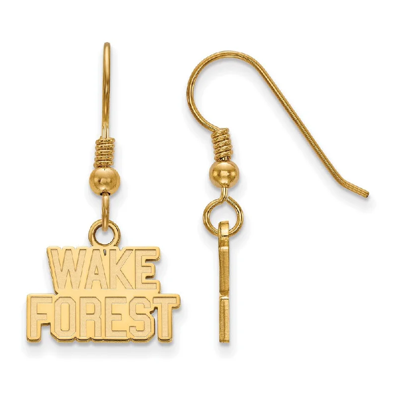 abstract earrings for women -14k Gold Plated Silver Wake Forest University XS Tiny Dangle Earrings