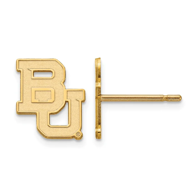 locket earrings for women -14k Yellow Gold Baylor University XS (Tiny) 'BU' Post Earrings