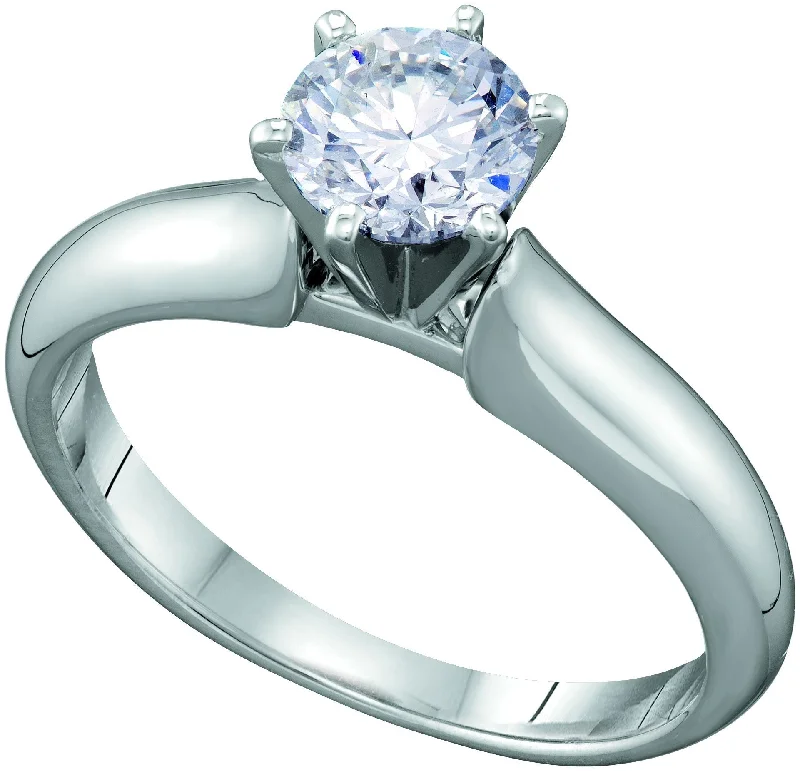 trendy engagement rings for women -Signature Certificate 1 1/2 CTW Diamond Solitaire Engagement Ring in 14KT White Gold