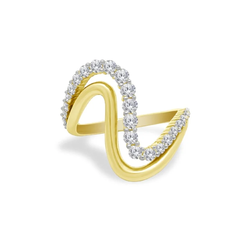 Women's rings leafy-accent-Gold & Diamond Wavy Ring