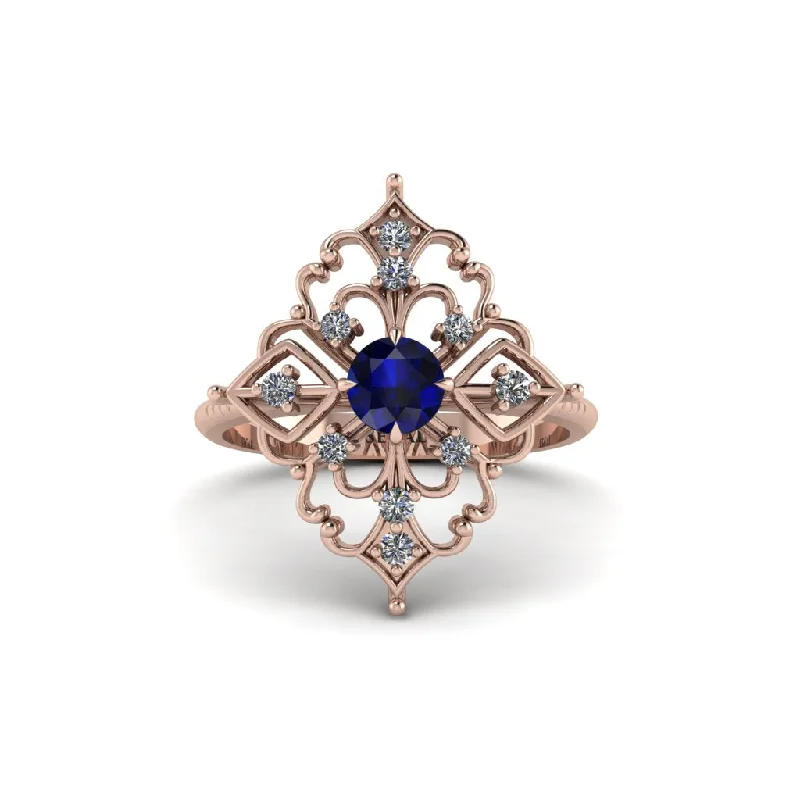 trendy engagement rings for women -Diamond Royal Filigree Cluster Engagement Ring - Zinnia No. 14