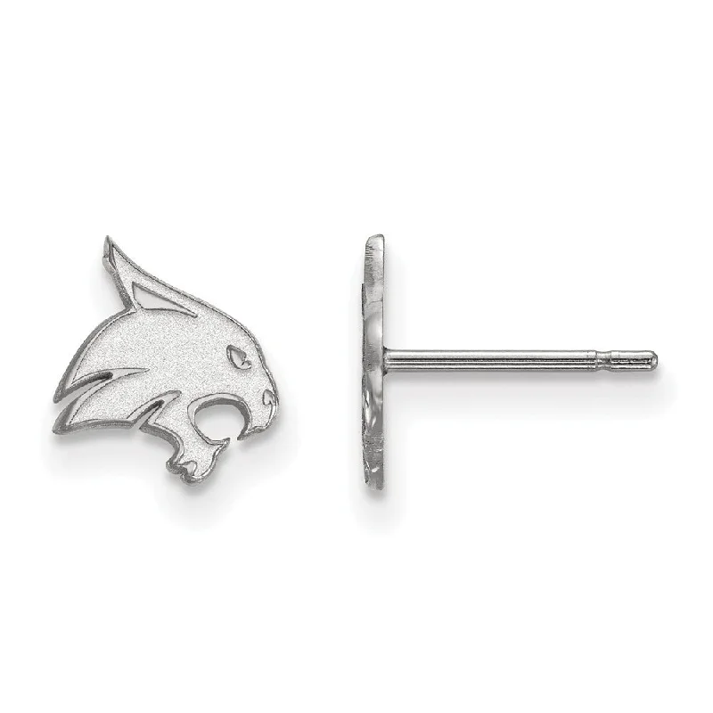 silver huggie earrings for women -10k White Gold Texas State University XS (Tiny) Post Earrings