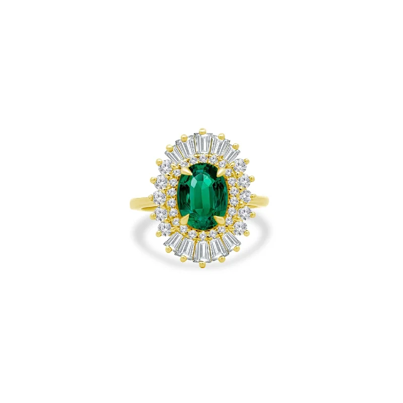 Women's rings snug-arc-2.04ct Emerald Sunburst Ring