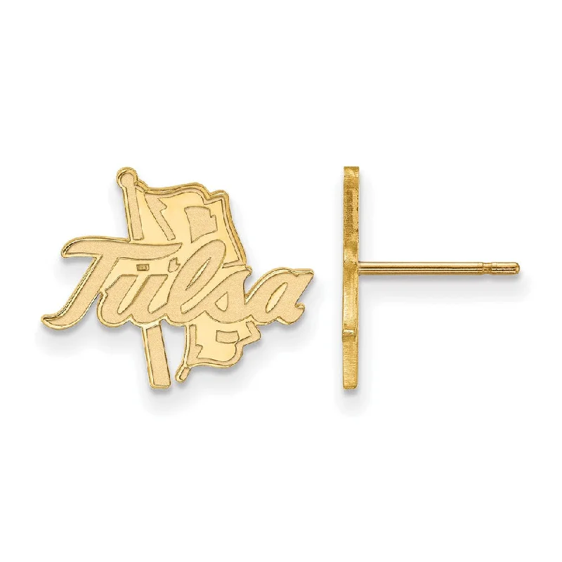 gold earrings for women -10k Yellow Gold The University of Tulsa Small Post Earrings