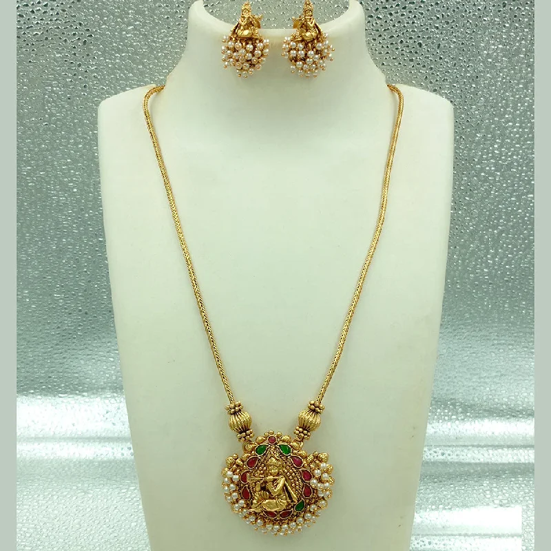 unique charm necklaces for women -Joyful Jewel Art Matte Gold Plated Kundan Stone And Pearls Necklace Set