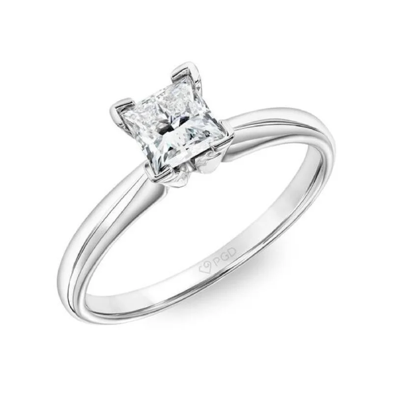 pink sapphire engagement rings for women -Signature Certificate EcoLove 1 1/4 CTW Princess Cut Lab Grown Diamond Solitaire Engagement Ring in 14KT White Gold