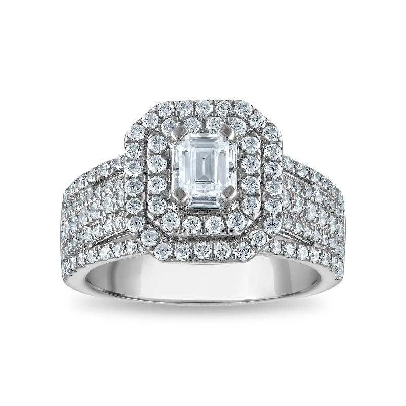 princess halo engagement rings for women -Signature Diamond Dreams 1-1/2 CTW Diamond Engagement Ring in 14KT White Gold