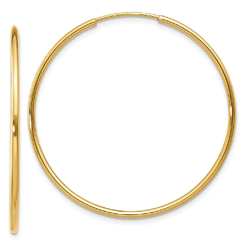 sun and moon earrings for women -1.25mm, 14k Yellow Gold Endless Hoop Earrings, 32mm (1 1/4 Inch)