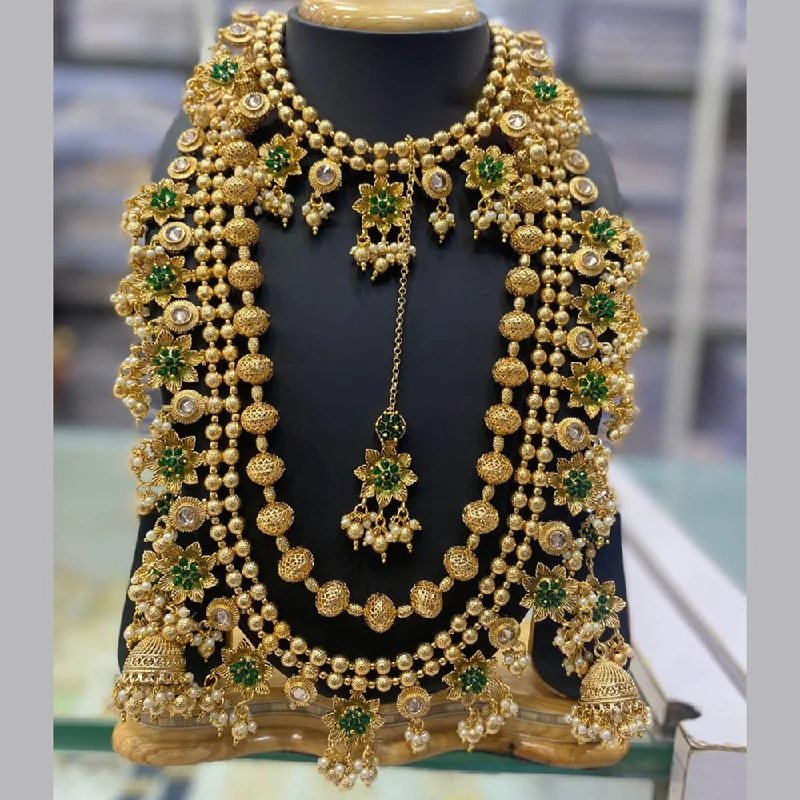 gothic style necklaces for women -Manisha Jewellery Gold Plated Crystal Stone Double Necklace Set