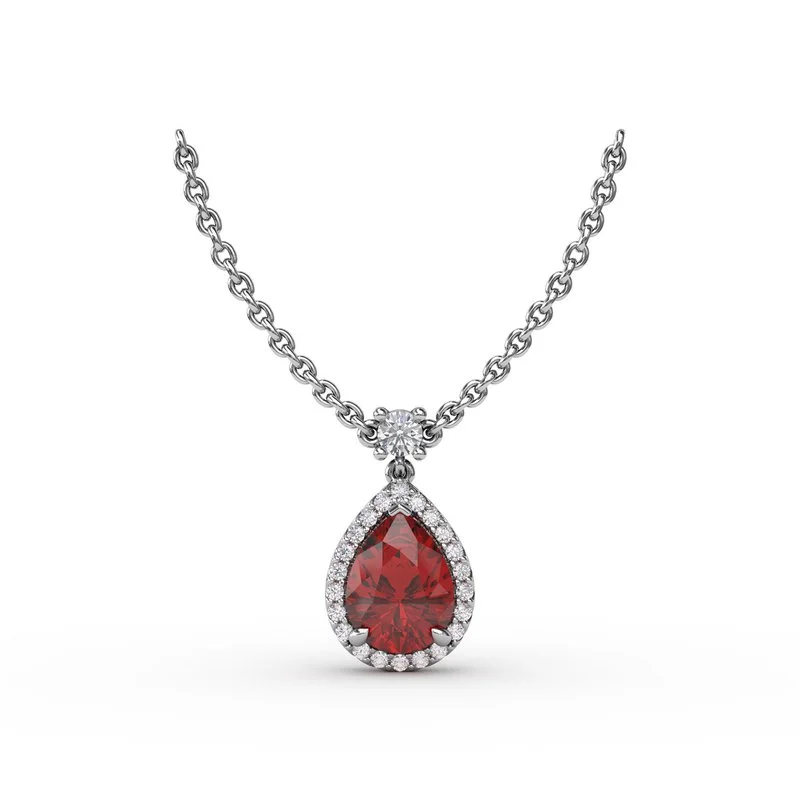 choker necklaces for women -Ruby and Diamond Teardrop Necklace N1777R