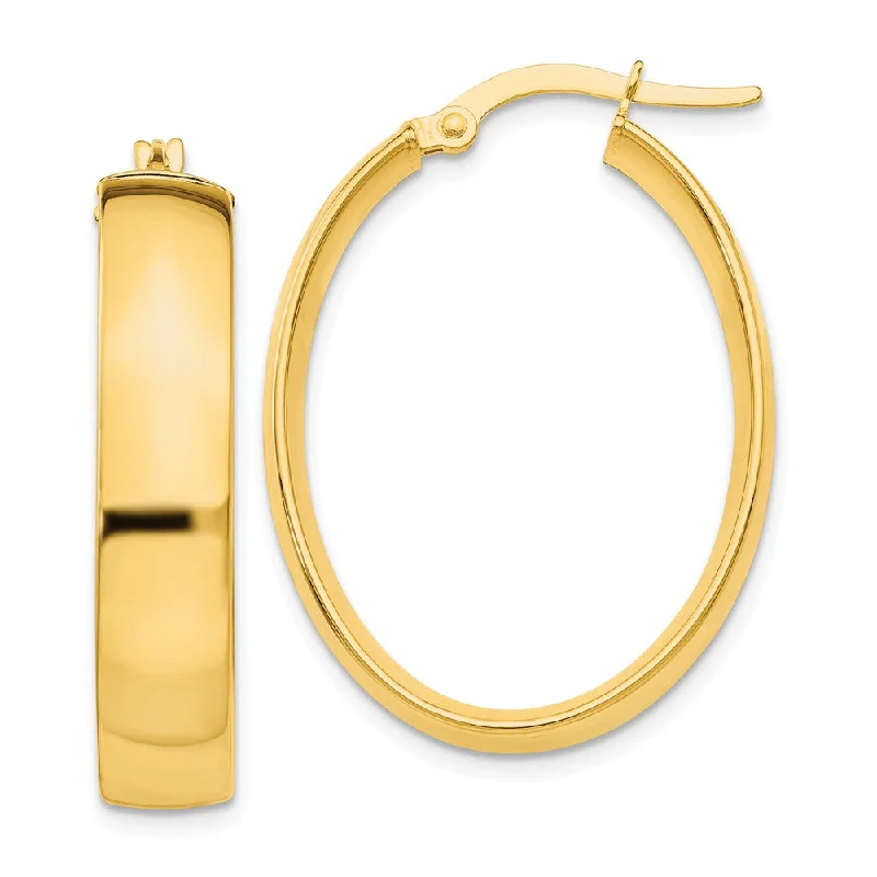 elegant earrings for women -5.75mm, 14k Yellow Gold Oval Hoop Earrings, 30mm (1 1/8 Inch)