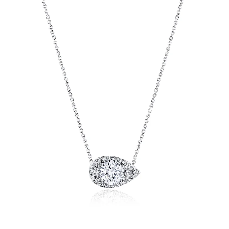 silver charm necklaces for women -TACORI Bloom | 17" Pear Bloom Diamond Necklace FP811ERDPS5