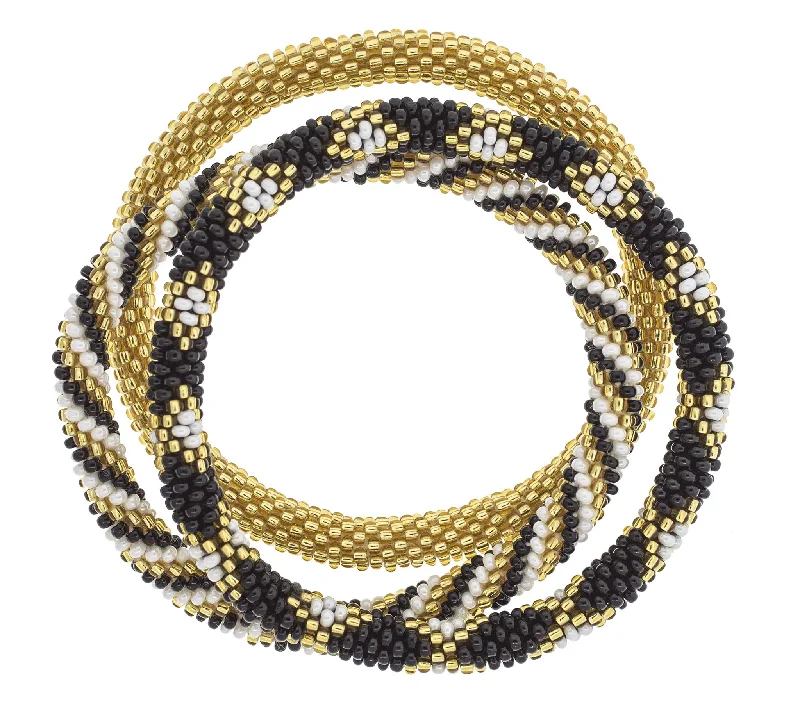 birth year bracelets for women -Game Day Roll-On® Bracelets <br> Gold, White, & Black