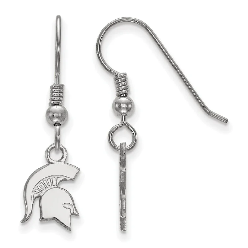 handcrafted earrings for women -Sterling Silver Michigan State University XS (Tiny) Dangle Earrings