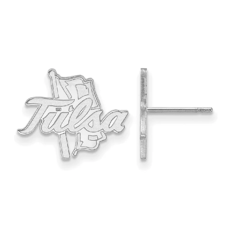 celestial moon earrings for women -10k White Gold The University of Tulsa Small Post Earrings