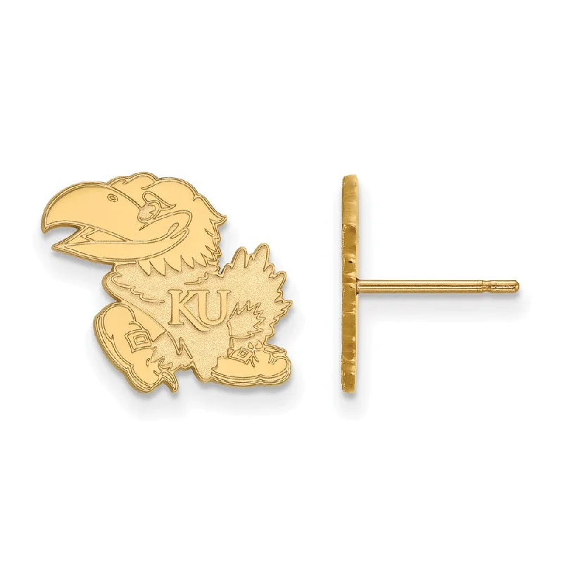 three-stone earrings for women -10k Yellow Gold University of Kansas Small Mascot Post Earrings