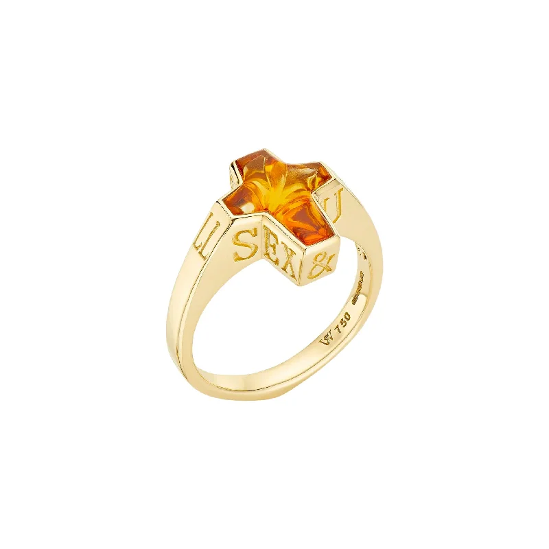 Women's rings prismatic-opal-Citrine Cross Sex Drugs & Rock and Roll Ring